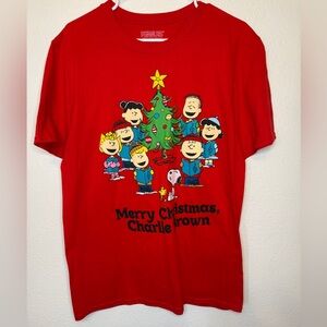 Peanuts Merry Christmas Charlie Brown Red Graphic Tee